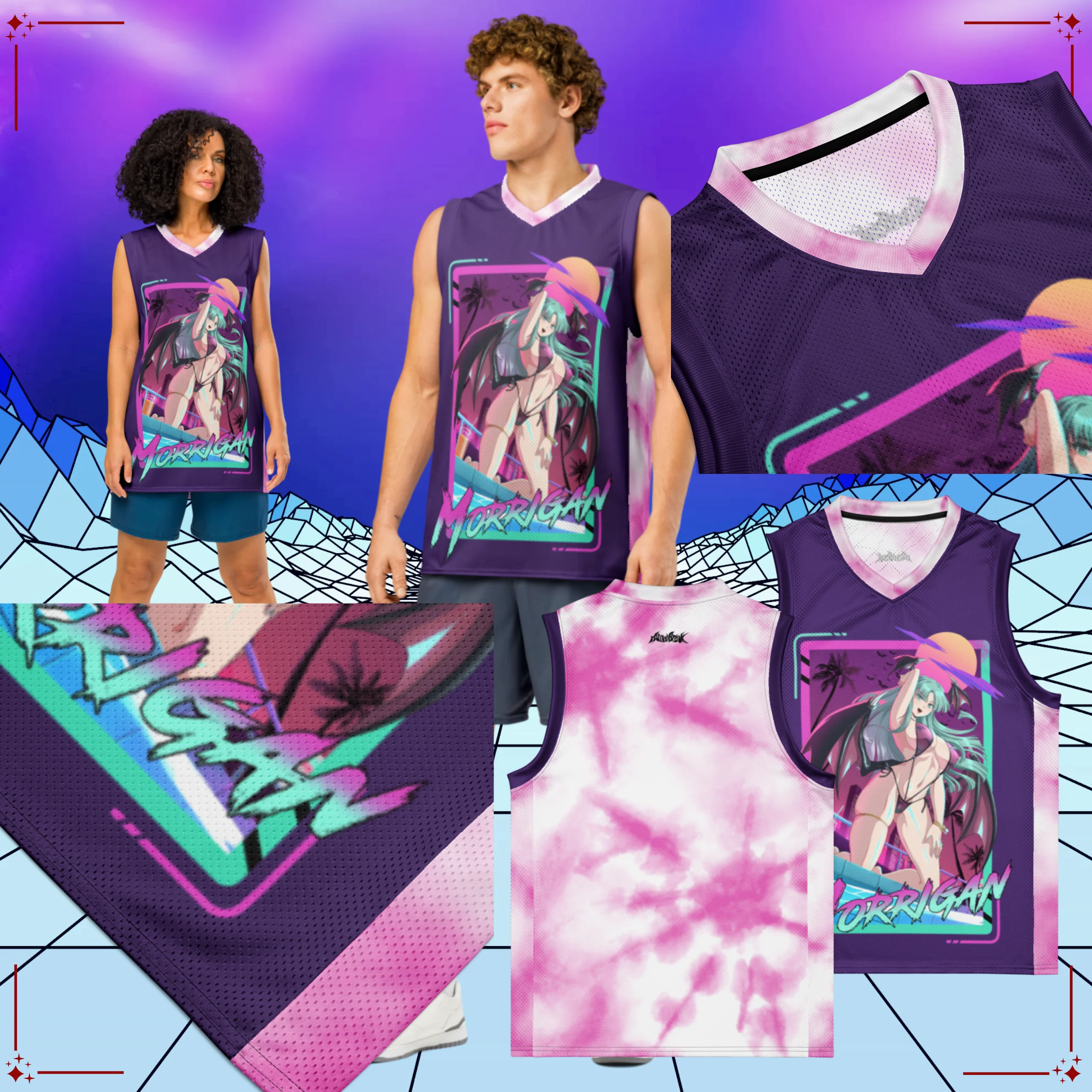 Vaporwave Bikini Morrigan Baskeball Jersey - Image 6