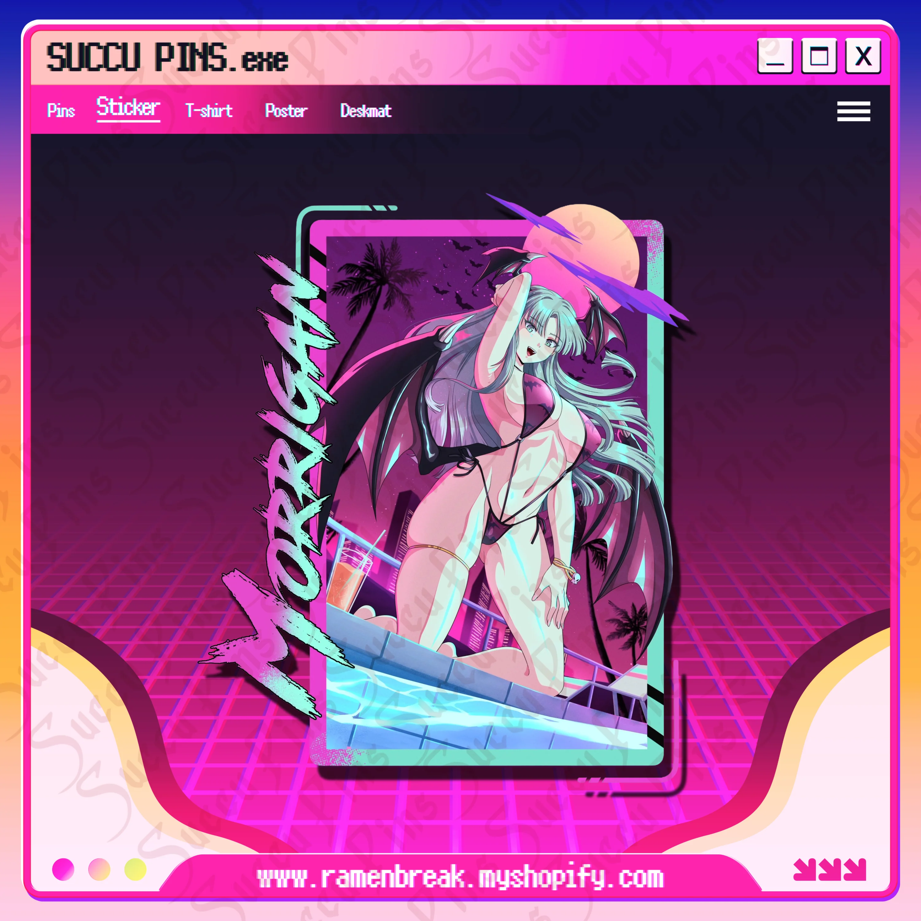 Vaporwave Morrigan Decal